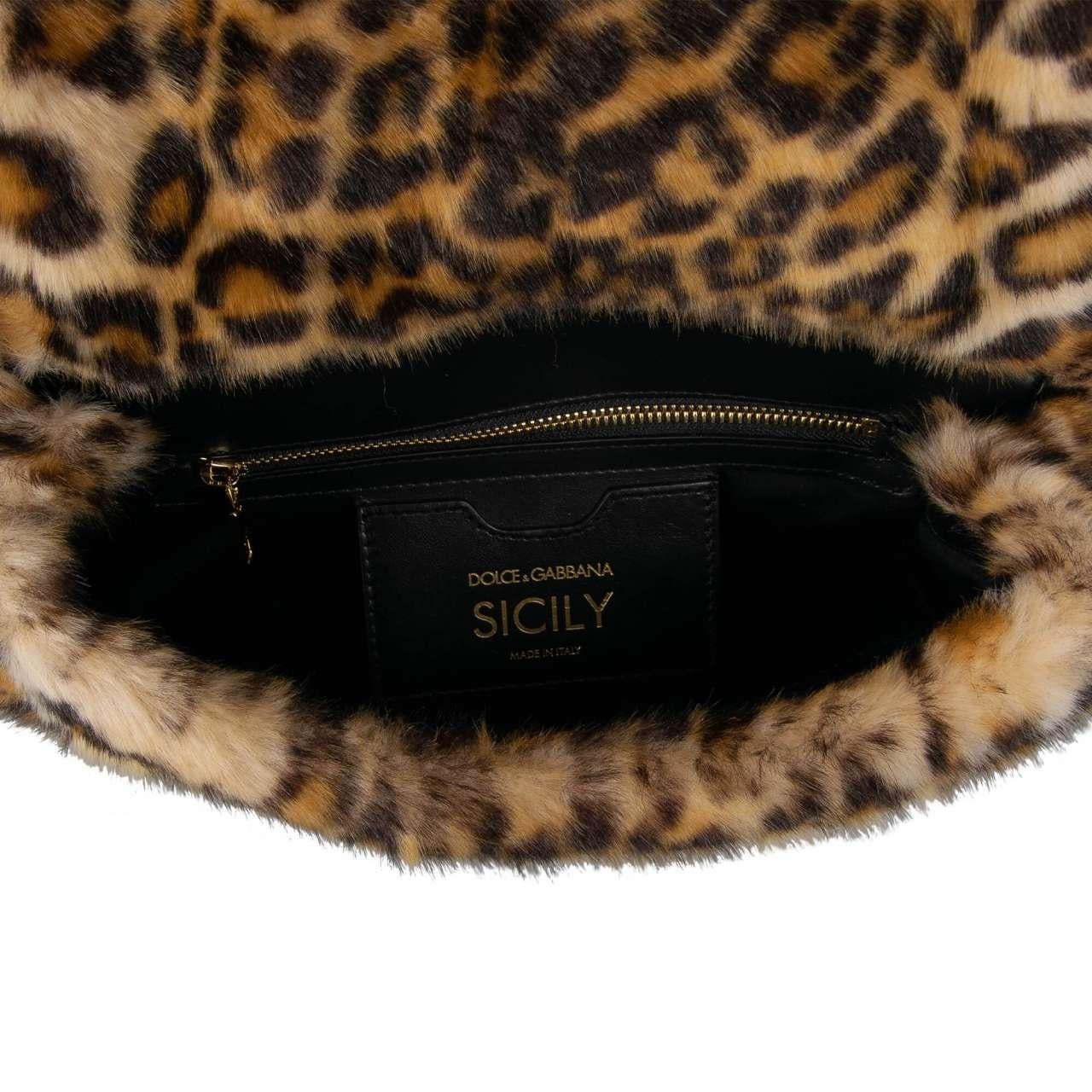 Dolce & Gabbana - Faux Leopard Fur Tote Shoulder Bag SICILY For Sale 2