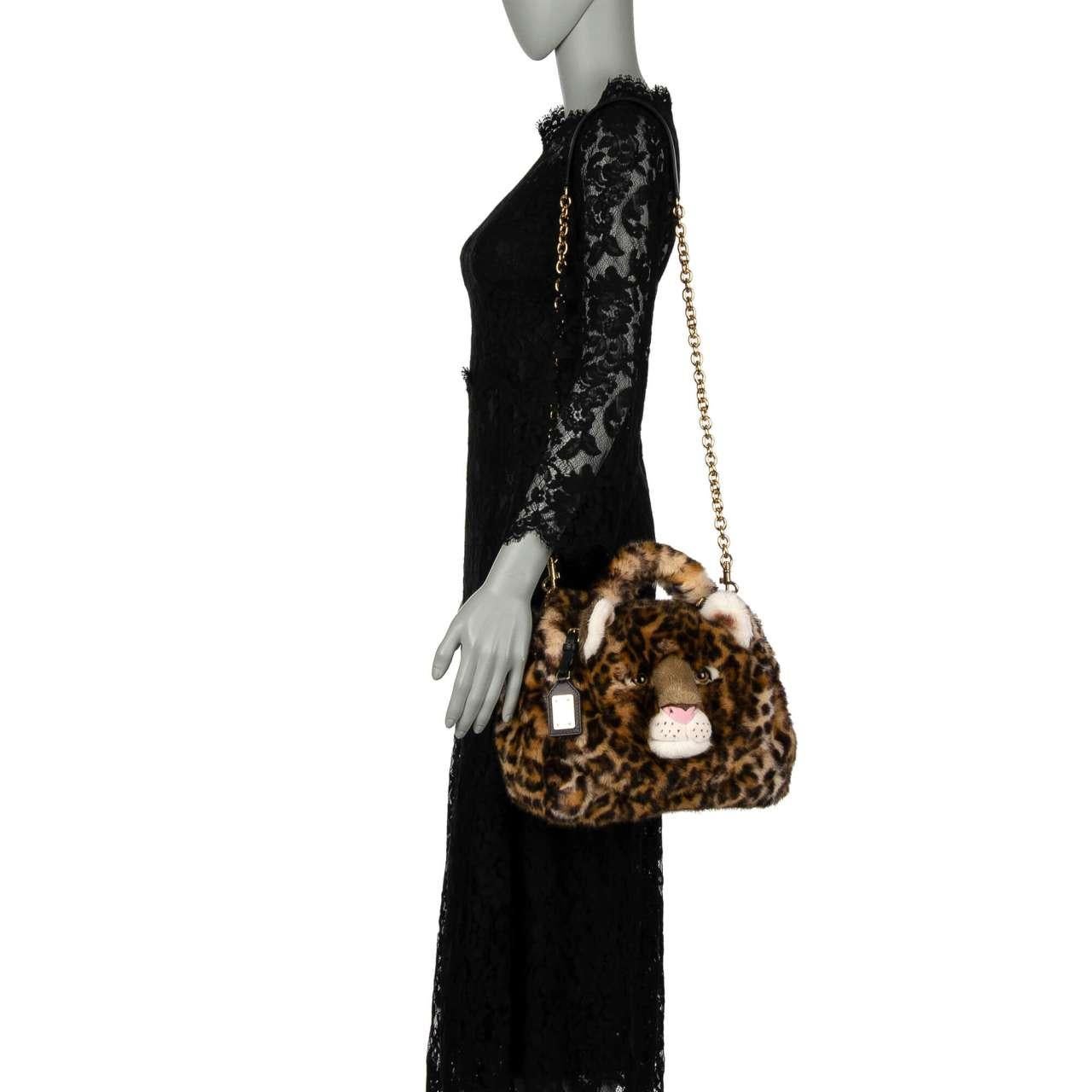 Dolce & Gabbana - Faux Leopard Fur Tote Shoulder Bag SICILY For Sale 3