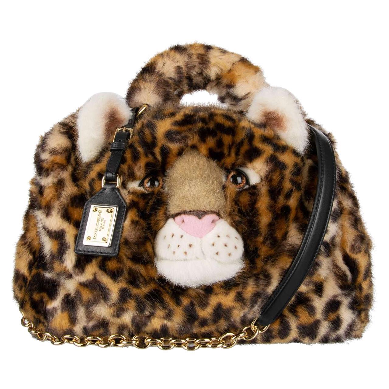 Dolce & Gabbana - Faux Leopard Fur Tote Shoulder Bag SICILY For Sale