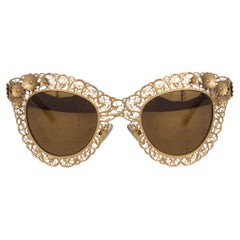 Dolce & Gabbana Filigrana Gold Floral Cat-Eye Sunglasses, 2014