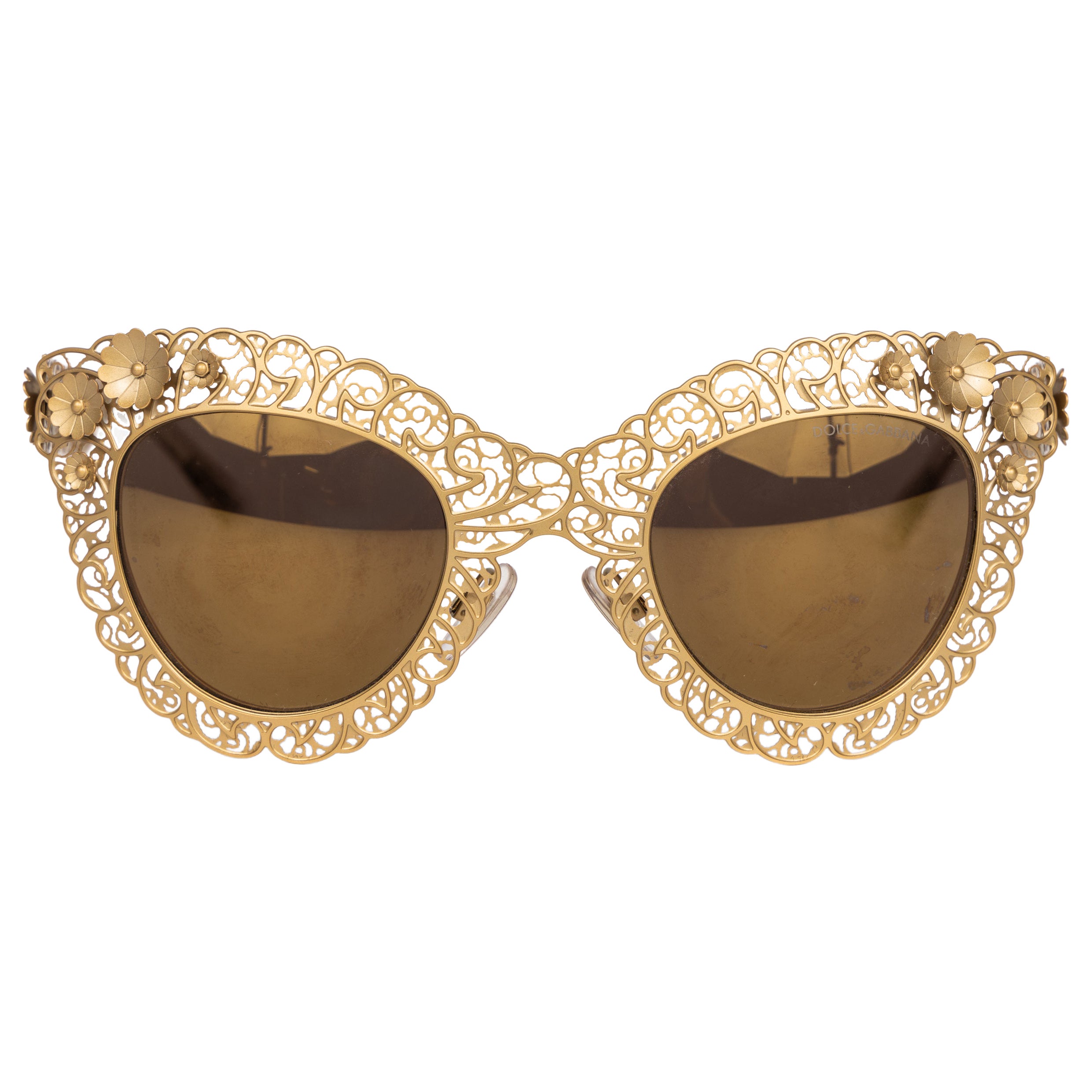 Dolce & Gabbana Filigrana Gold Floral Cat-Eye Sunglasses, 2014