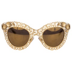 Dolce & Gabbana Filigrana Gold Floral Cat-Eye Sunglasses, 2014