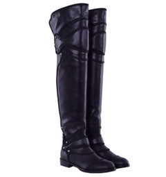 Dolce & Gabbana Flat Over the Knee Knight Boots RODEO with Studs Black 38 8