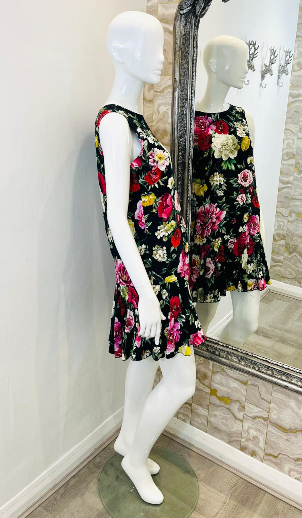 Black Dolce & Gabbana Floral A-Line Dress For Sale