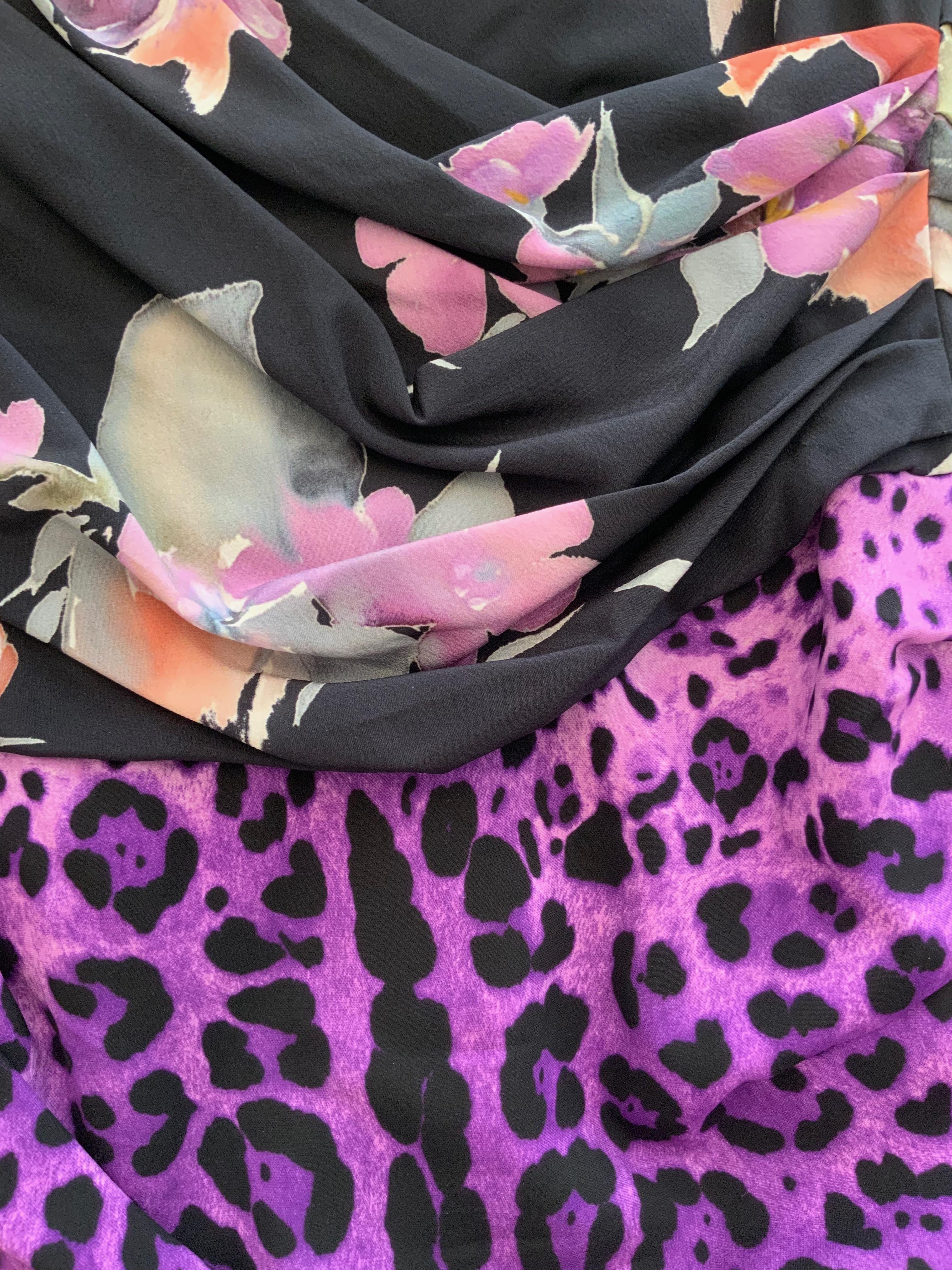 Dolce & Gabbana Floral and Animal Print Silk Dress For Sale 1