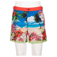 Dolce & Gabbana Floral Beach Printed Beachwear Swim Board Shorts Red Green 4 / M