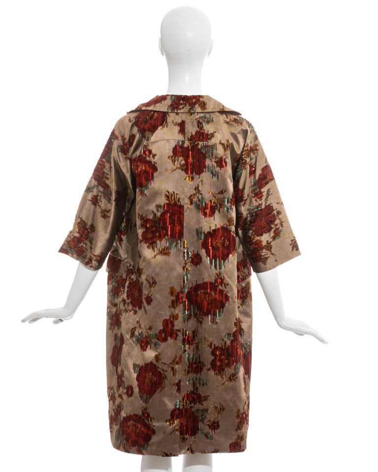 Dolce & Gabbana floral beaded silk evening coat, ss 1999 For Sale 3