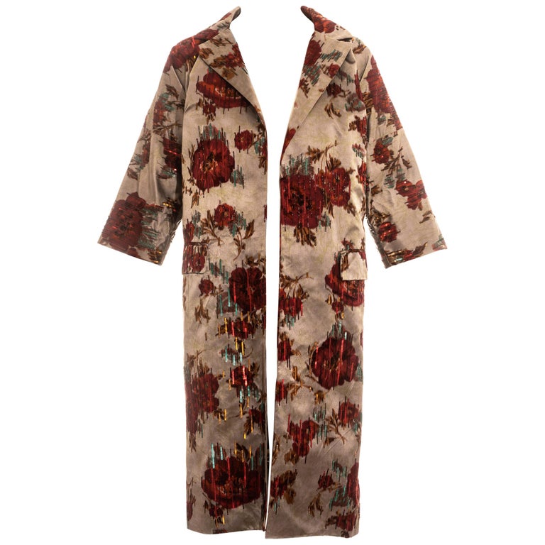 Dolce & Gabbana floral beaded silk evening coat, ss 1999 For Sale