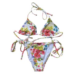 Dolce & Gabbana floral brightly colored printed swimwear bikini set