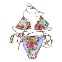 Dolce & Gabbana floral brightly colored printed swimwear bikini set
