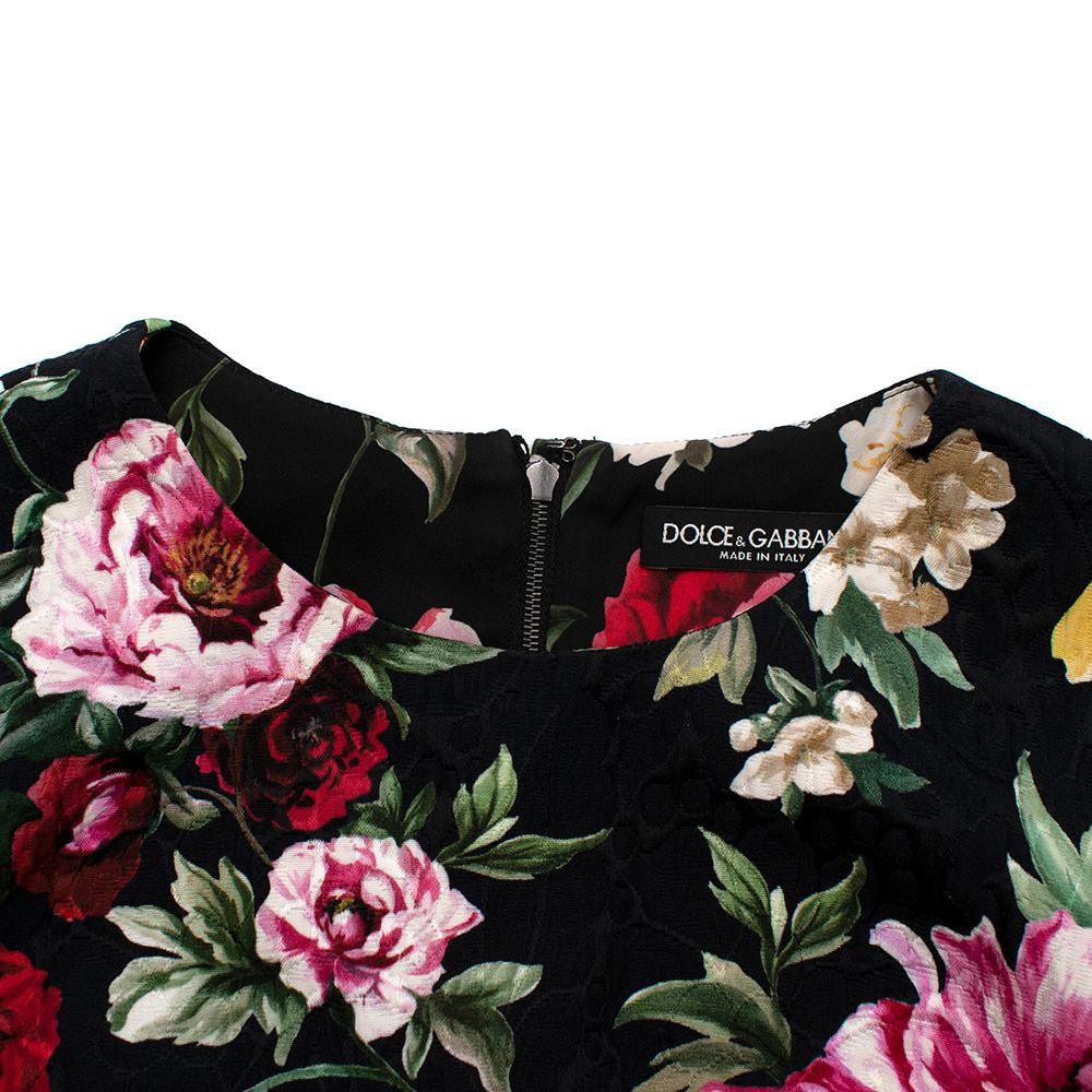Black Dolce & Gabbana Floral Brocade Cocoon Coat & Sleeveless Dress - Size US 4 For Sale