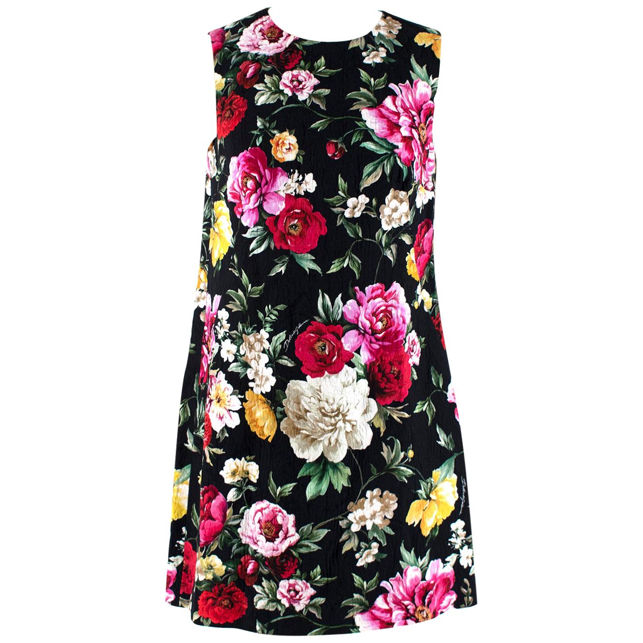 Dolce & Gabbana Floral Brocade Cocoon Coat & Sleeveless Dress - Size US 4 For Sale