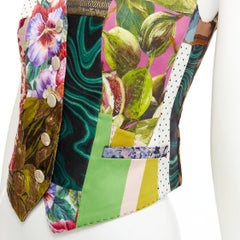 DOLCE GABBANA Weste aus geblümtem Brokat mit Patchwork-Wickel und Knopfleiste IT38 XS