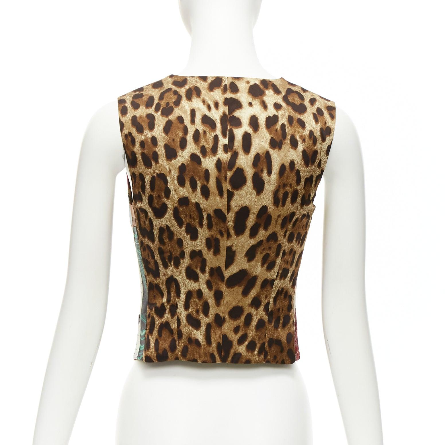DOLCE GABBANA Weste aus geblümtem Brokat mit Patchwork-Wickel und Knopfleiste IT38 XS im Angebot 1