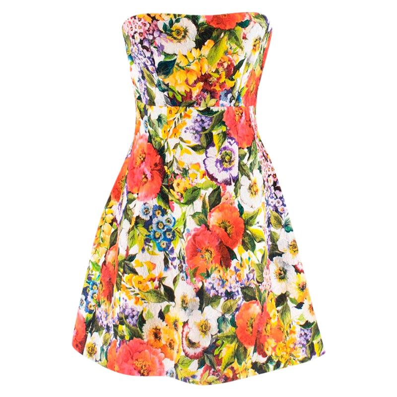Dolce & Gabbana floral-brocade strapless mini dress M 44