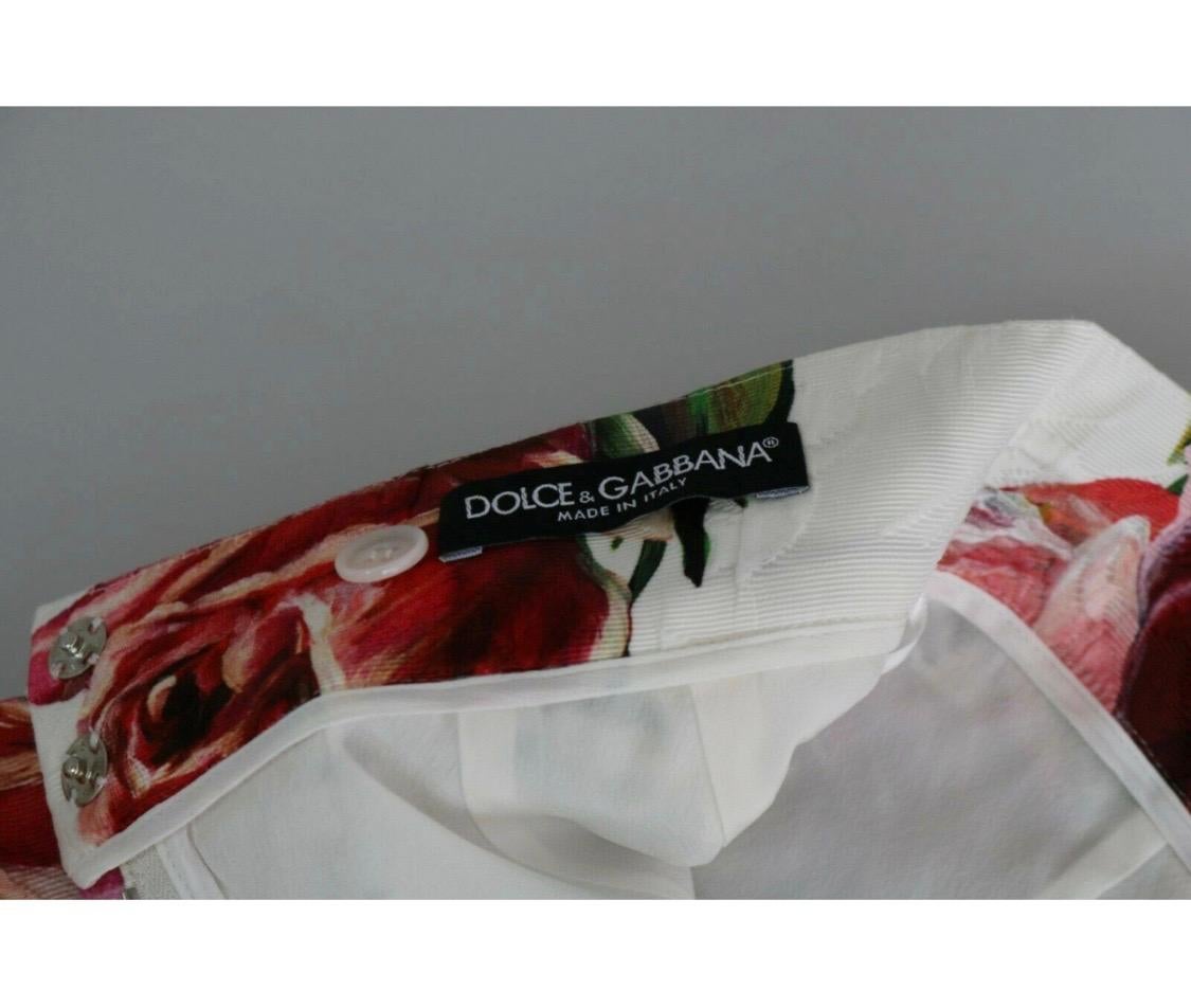 Dolce & Gabbana floral brocade white a-line high waist mini skirt  For Sale 1