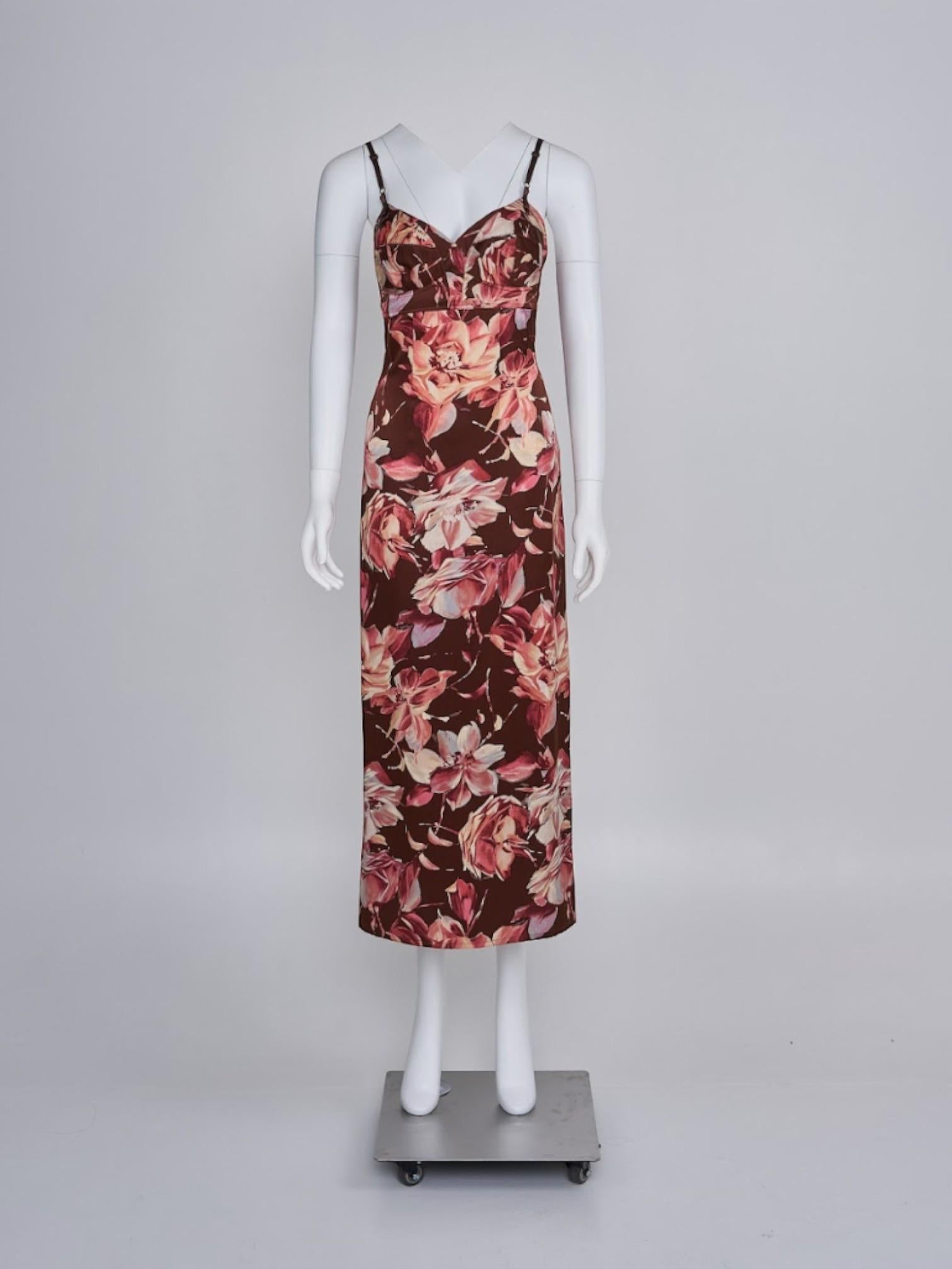 This sexy strappy silk floral maxi dress is from Dolce & Gabbana's 1997 Spring/Summer 
