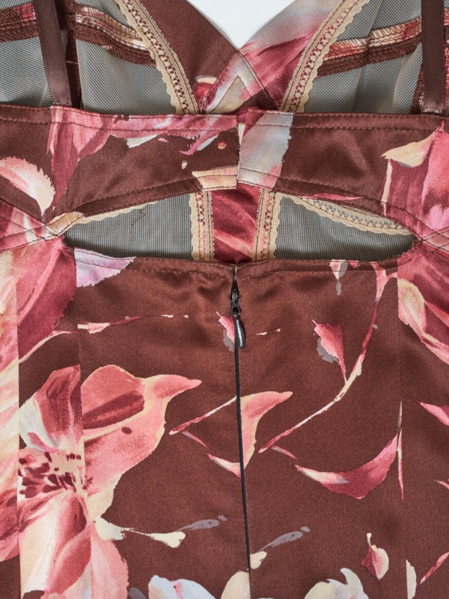 Dolce & Gabbana Floral Brown Printed Silk Dress, SS 1997 For Sale 1