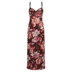 Dolce & Gabbana Floral Brown Printed Silk Dress, SS 1997