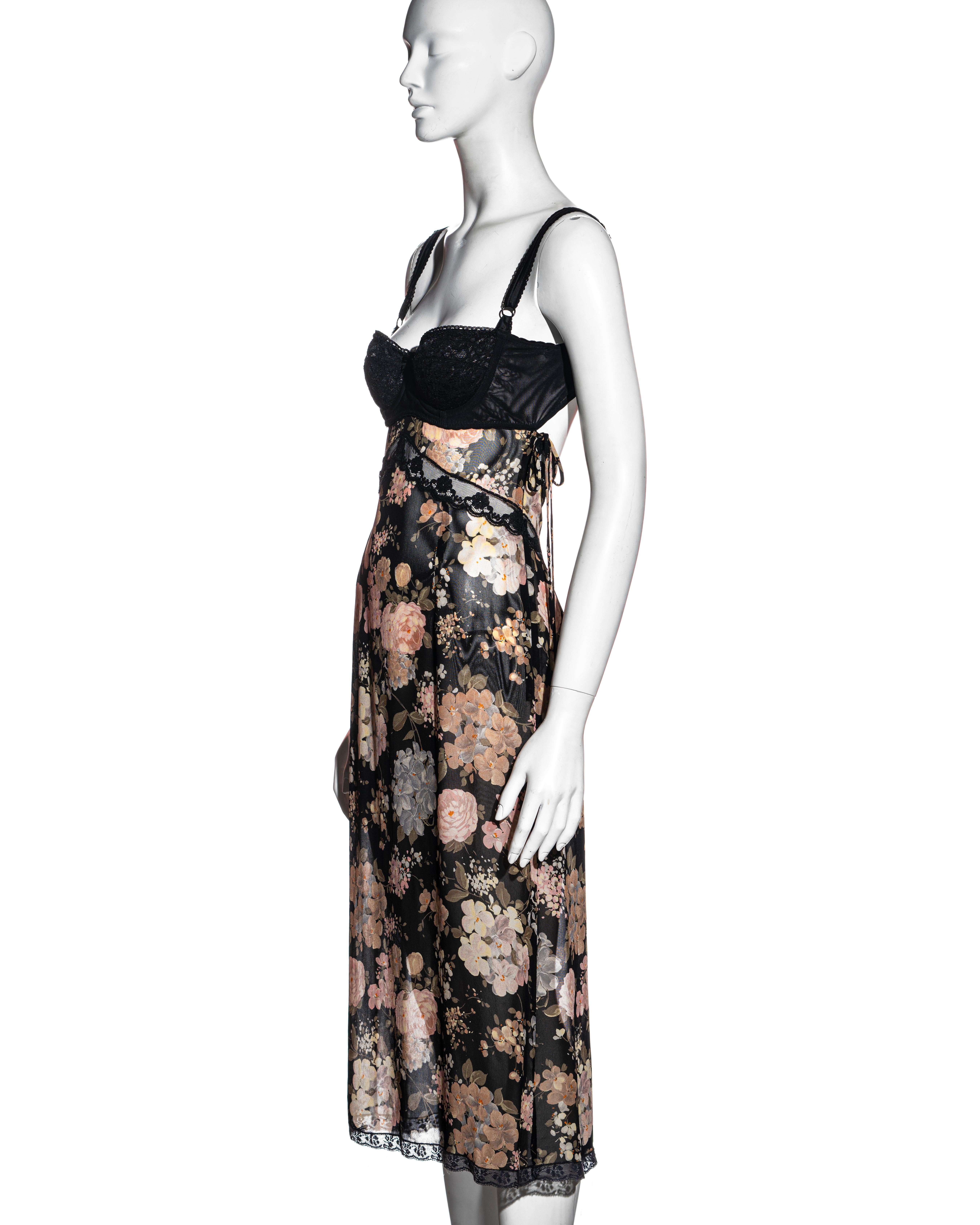 De las mujeres Vestido de noche Dolce & Gabbana de gasa floral y encaje, ss 1997