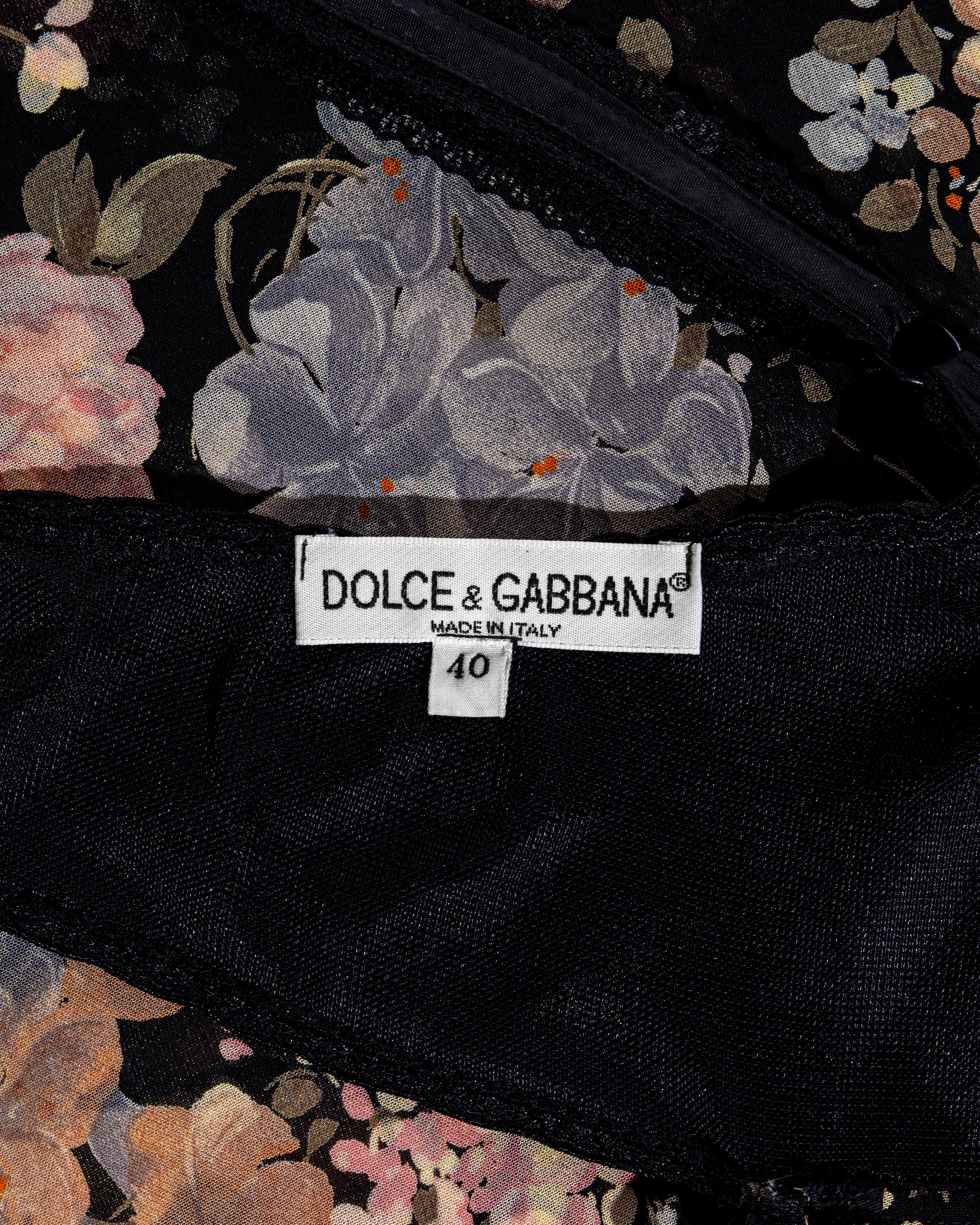 Dolce & Gabbana floral chiffon and lace evening slip dress, ss 1997 For Sale 4