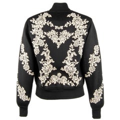 Dolce & Gabbana Floral Embroidered Perforated Bomber Jacket Black Beige 50