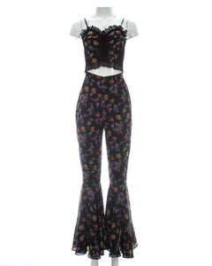 Dolce & Gabbana floral flared pants and corset set, S/S 1993