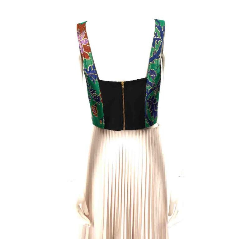 Dolce & Gabbana Silver Floral Jacquard Sleeveless Vest Top