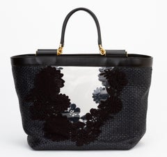 Dolce Gabbana Floral Lace Black Tote