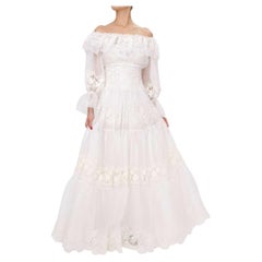 Dolce & Gabbana - Floral Lace Corset Silk Maxi Wedding Dress White 42 36 S