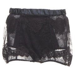 DOLCE GABBANA floral lace overlay elastic silk satin bloomer shorts IT36 2XS