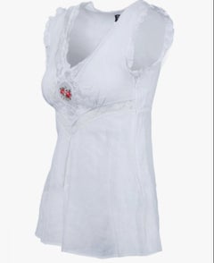 Dolce & Gabbana Floral Lace Top with Ruffled Cap Sleeves - '10s