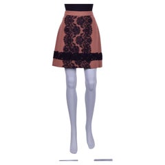 Dolce & Gabbana - Floral Lace Virgin Wool Skirt Brown IT 40