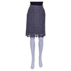 Dolce & Gabbana - Floral Lace Wool Skirt Gray IT 40