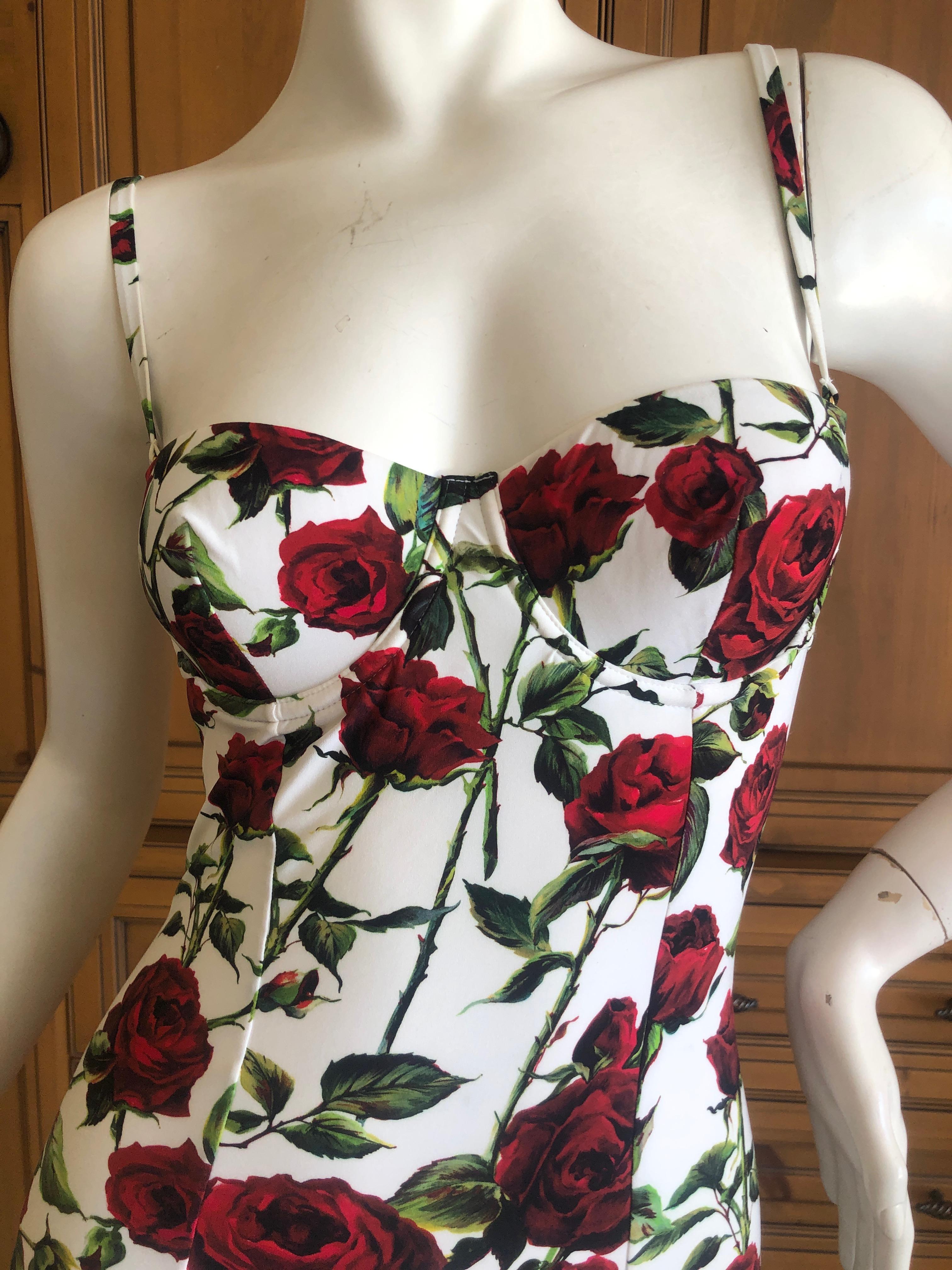 Dolce & Gabbana Floral One Piece Swimsuit NWT Size Small In New Condition For Sale In Cloverdale, CA