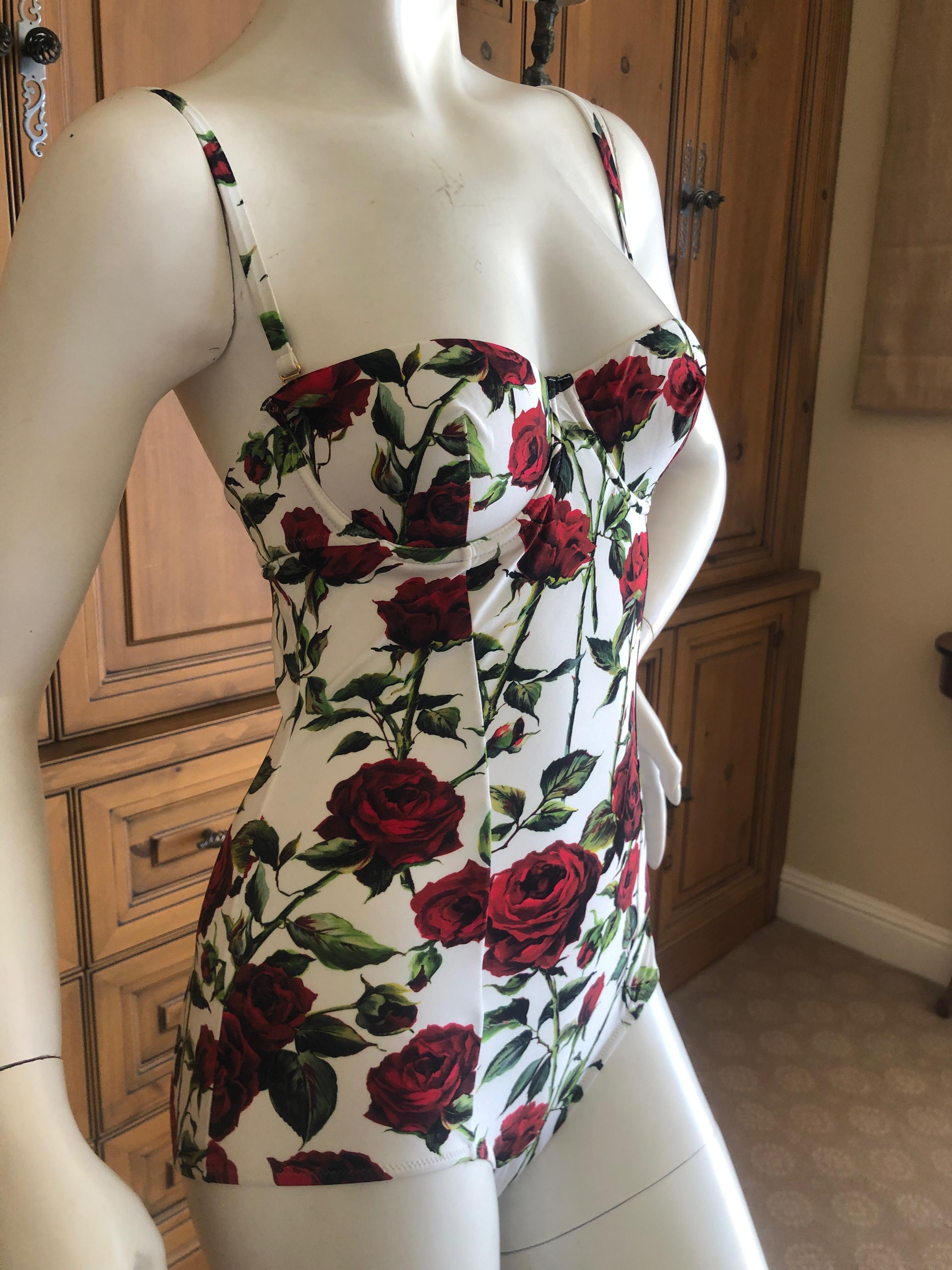 Women's Dolce & Gabbana Floral One Piece Swimsuit NWT Size Small For Sale