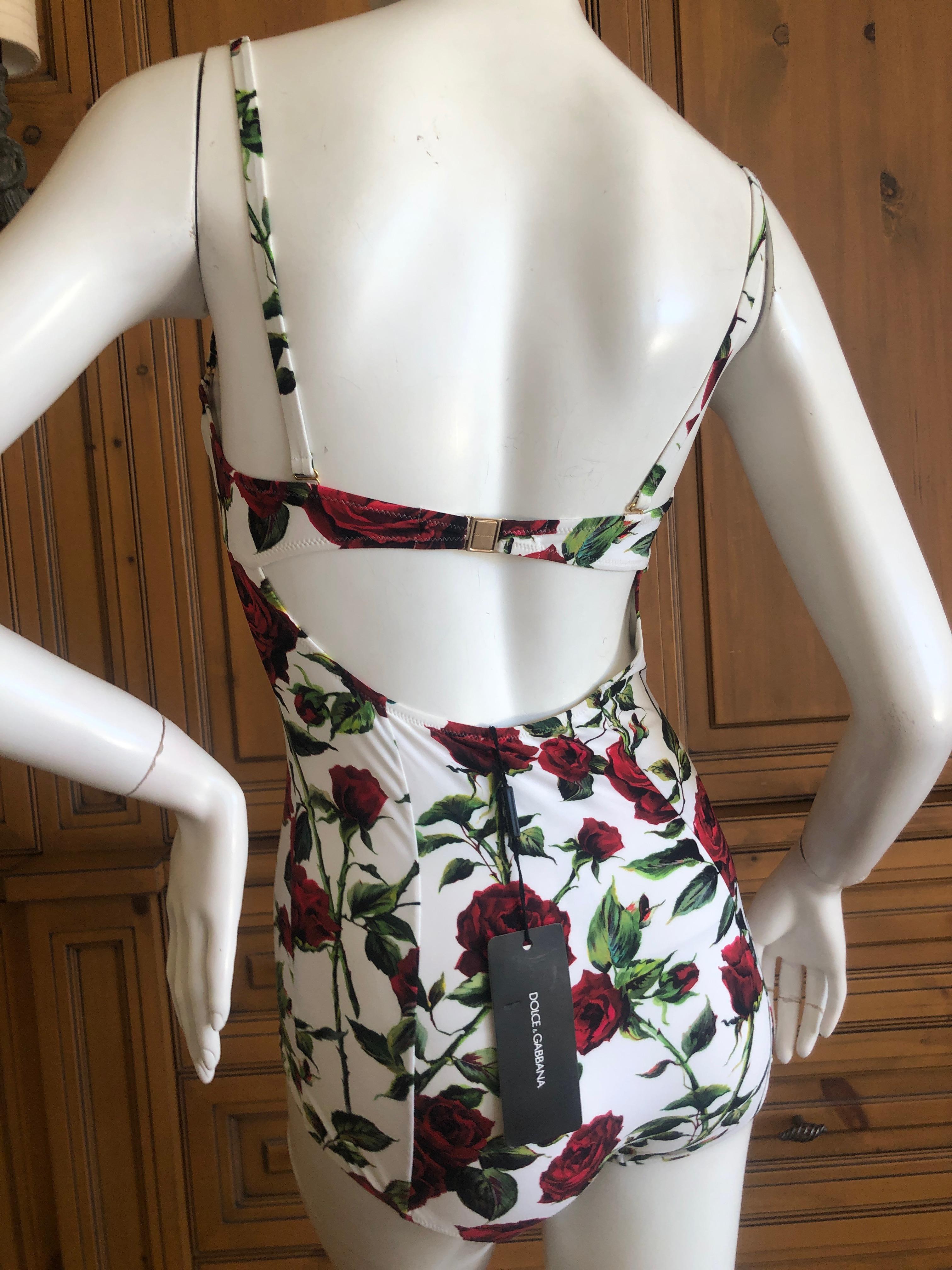 Dolce & Gabbana Floral One Piece Swimsuit NWT Size Small For Sale 1