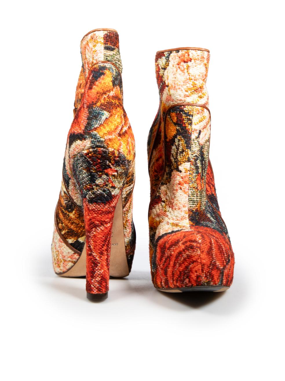 Dolce & Gabbana Botines de Jacquard con Estampado Floral Talla IT 39 Beige en venta