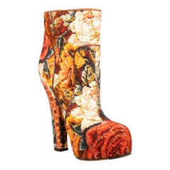 Dolce & Gabbana Floral Patterned Jacquard Ankle Boots Size IT 39
