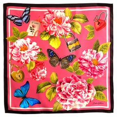 Dolce & Gabbana Floral Pink Silk Square Scarf