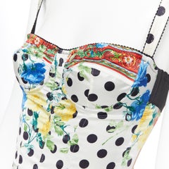 DOLCE GABBANA floral polka dot print cupped boned corset bustier top IT36 XS