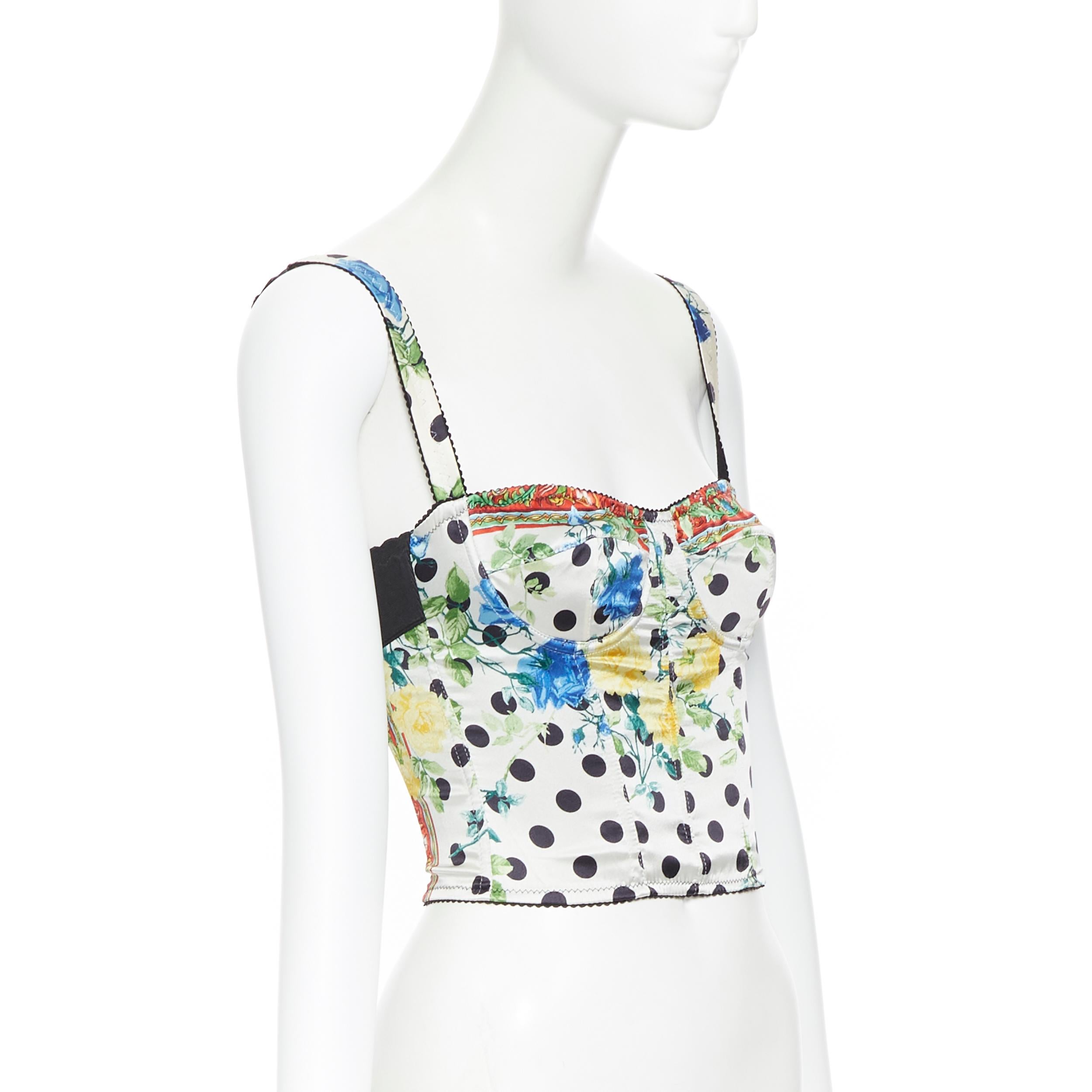 DOLCE GABBANA top corsé corpiño deshuesado con estampado floral de lunares IT36 XS en Excelente Estado en Hong Kong, NT