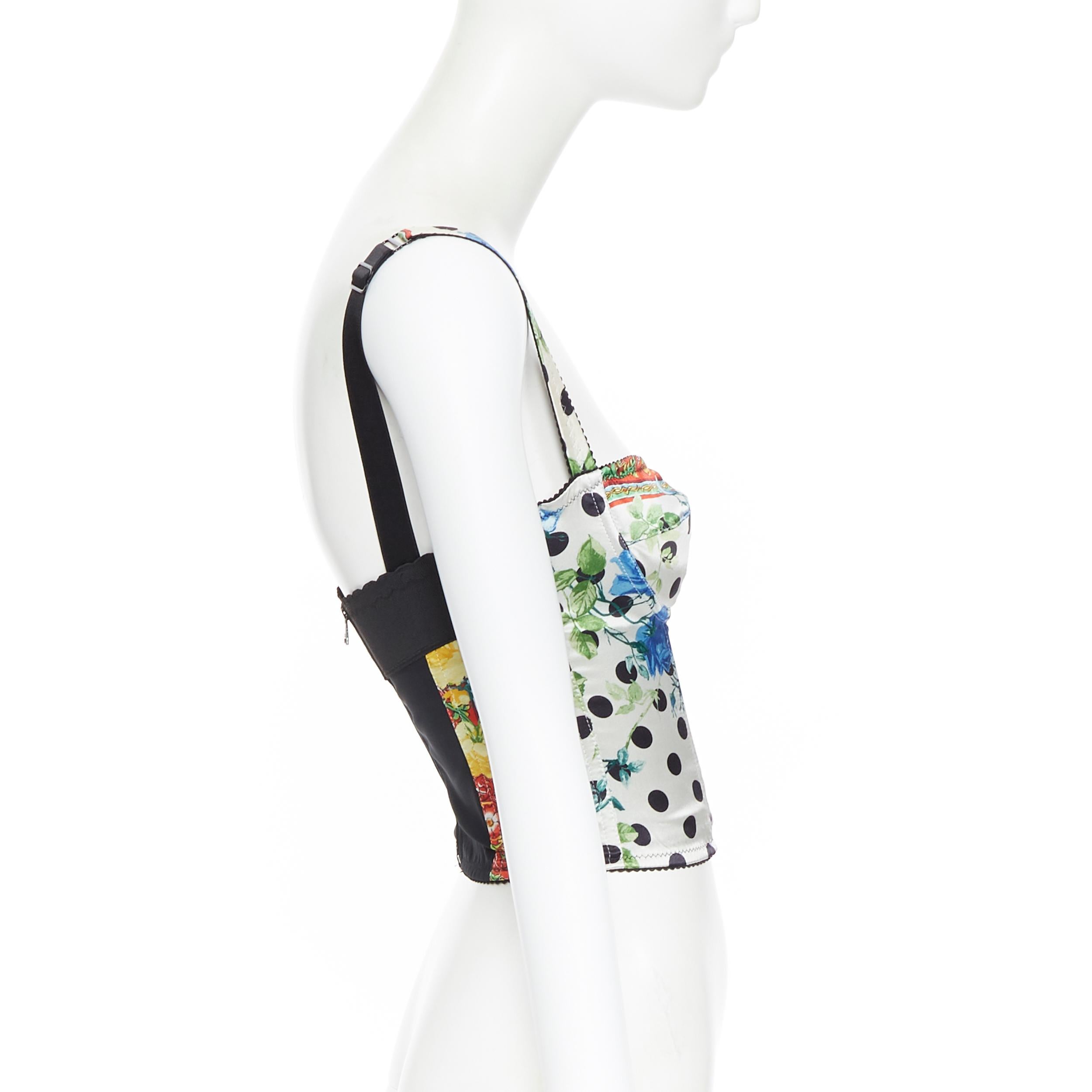 De las mujeres DOLCE GABBANA top corsé corpiño deshuesado con estampado floral de lunares IT36 XS