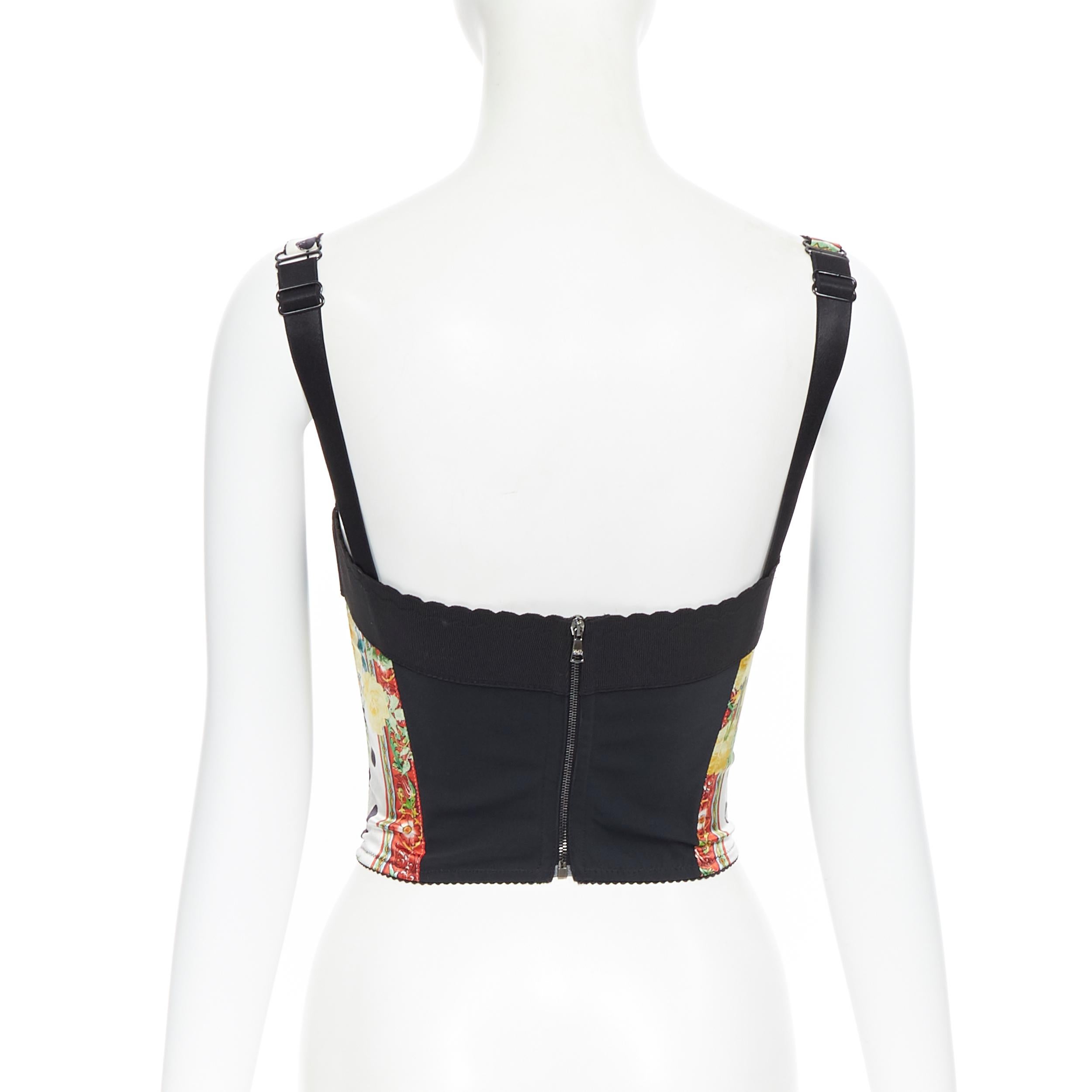DOLCE GABBANA top corsé corpiño deshuesado con estampado floral de lunares IT36 XS 1