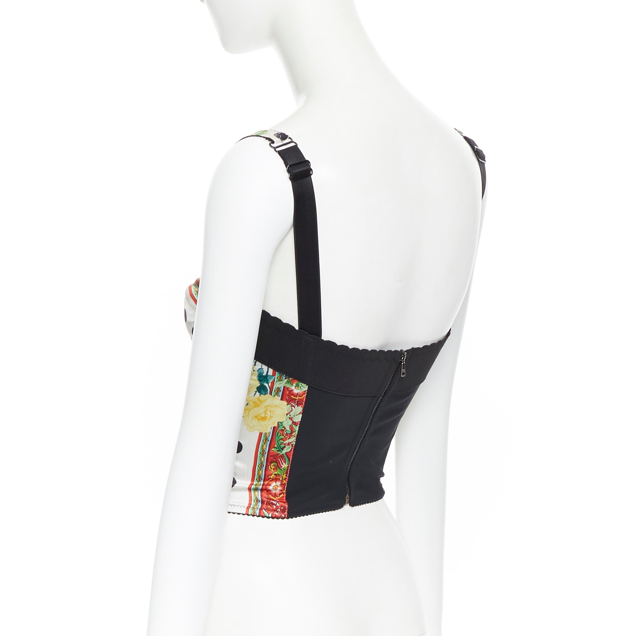 DOLCE GABBANA top corsé corpiño deshuesado con estampado floral de lunares IT36 XS 2