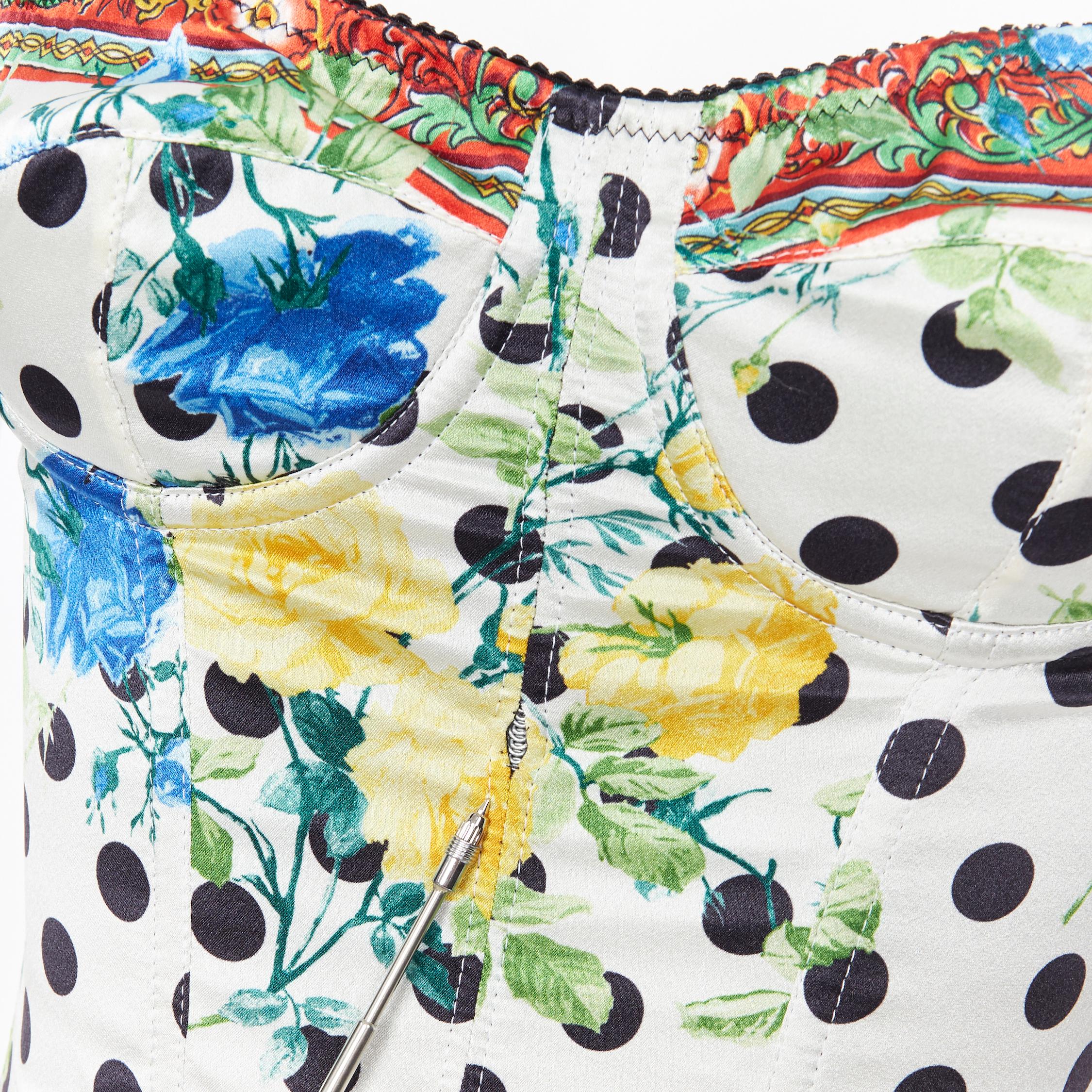 DOLCE GABBANA top corsé corpiño deshuesado con estampado floral de lunares IT36 XS 4