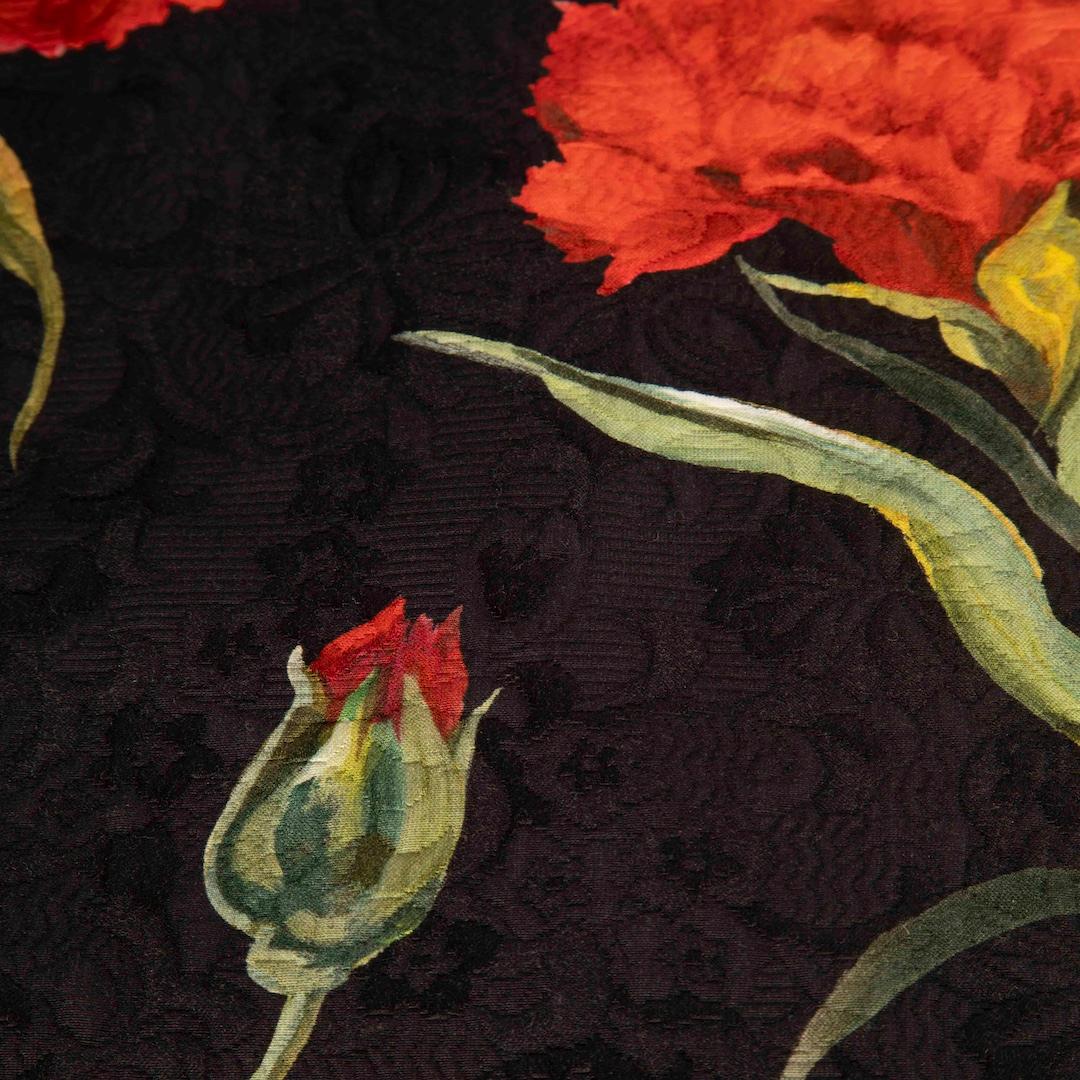 Nero Dolce & Gabbana, cappotto con stampa floreale e cintura, taglia S