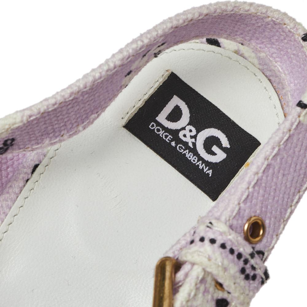 Dolce & Gabbana Floral Print Canvas Wedge Platform Slingback Sandals Size 38 1