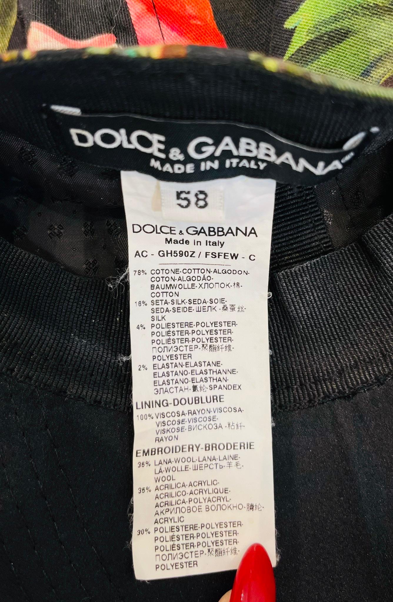 Dolce & Gabbana - Casquette de baseball avec imprimé floral « DG » en vente 4