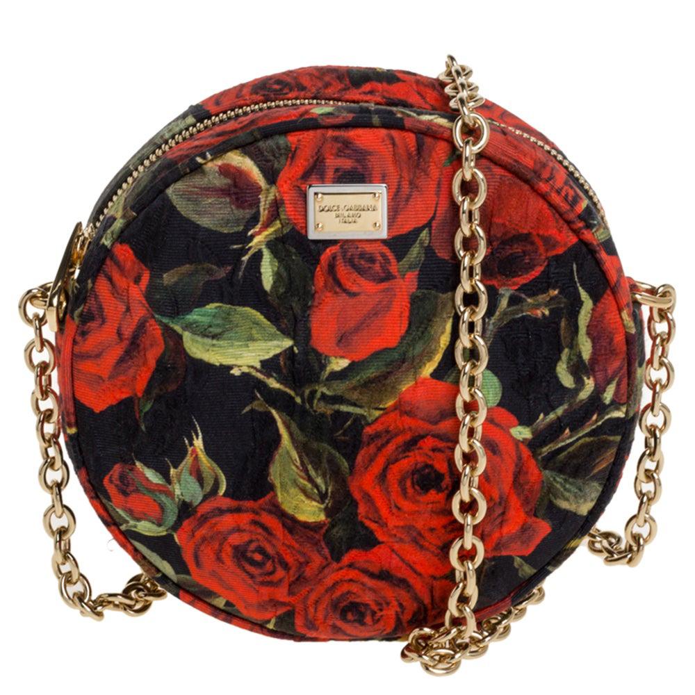 Dolce 
Gabbana Floral Print Fabric Miss Glam Round Shoulder Bag